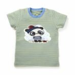 Boys Printed 100%Organic Cotton Elephant & panda Printed Round Neck T-Shirt Combo Pack of 2-Green and Blue - Image 6