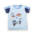 Boys Graphic Printed 100%Organic Cotton Round Neck T-Shirt With Air Fun Print-Blue