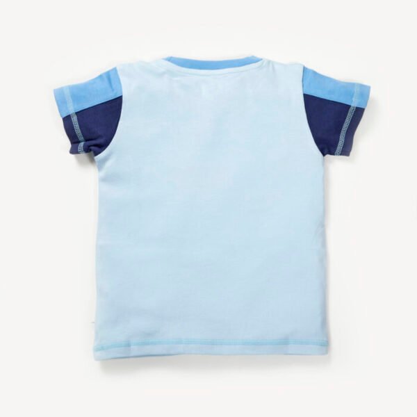 Boys Graphic Printed 100%Organic Cotton Round Neck T-Shirt With Air Fun Print-Blue - Image 3