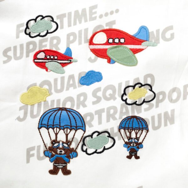 Boys Graphic Printed 100%Organic Cotton Round Neck T-Shirt With Air Fun Print-White - Image 2