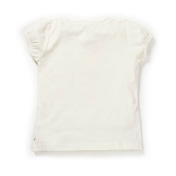 Girls Embroidered Printed 100% Organic Cotton Top With Flamingo Print-White - Image 3