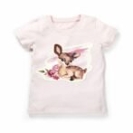 Girls Printed 100%Organic Cotton Unicorn Deer Graphics Round Neck Tee pack of 2-Purple and Light Pink - Image 2