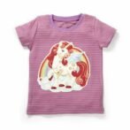 Girls Printed 100%Organic Cotton Unicorn Deer Graphics Round Neck Tee pack of 2-Purple and Light Pink - Image 5