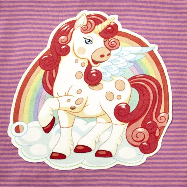 Girls Printed 100%Organic Cotton Unicorn Deer Graphics Round Neck Tee pack of 2-Purple and Light Pink - Image 6