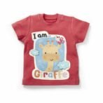 Girls Graphic Printed 100%Organic Cotton T-Shirt Combo Pack of 2 with cute bird and giraffe printed patch-Pink and Yellow - Image 6