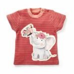 Girls Graphic Printed 100% Organic Cotton T-Shirt Combo Pack of 2 with cute Elephant & Giraffe printed patch- Red & Purple - Image 2