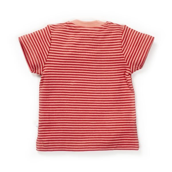 Girls Graphic Printed 100% Organic Cotton T-Shirt Combo Pack of 2 with cute Elephant & Giraffe printed patch- Red & Purple - Image 5