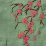 Girls Embroidered Printed 100% Organic Cotton Double layer style  floral Top-Green - Image 2