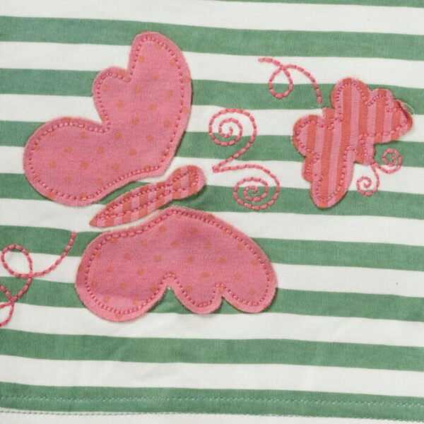 Girls Embroidered Printed 100% Organic Cotton Double layer style  floral Top-Green - Image 3