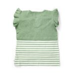 Girls Embroidered Printed 100% Organic Cotton Double layer style floral Top-Green - Image 5