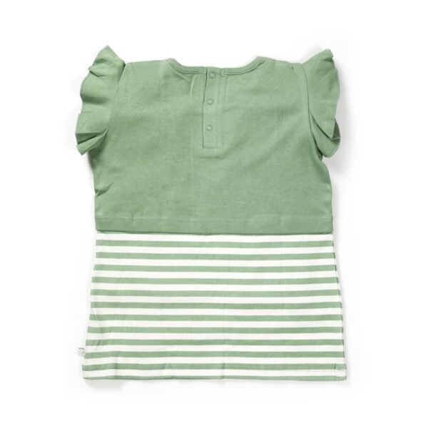 Girls Embroidered Printed 100% Organic Cotton Double layer style  floral Top-Green - Image 5