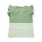 Girls Embroidered Printed 100% Organic Cotton Double layer style  floral Top-Green - Image 5