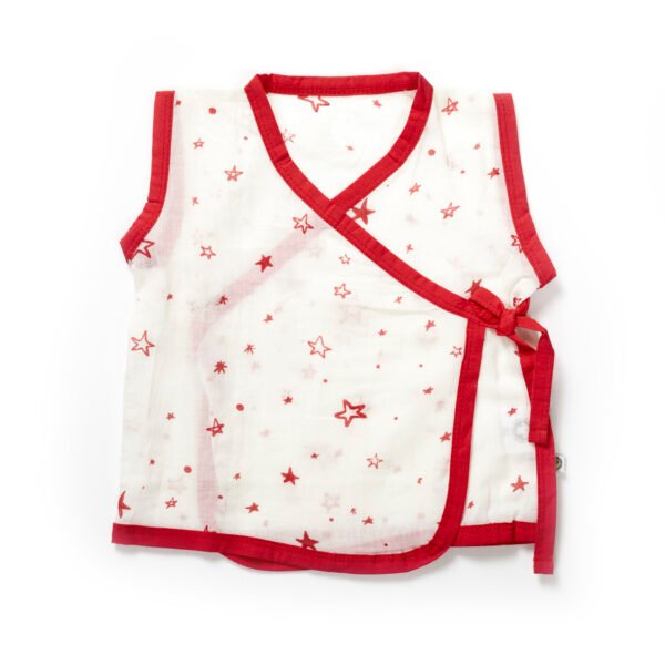 Unisex Printed 100%Organic Cotton Star Zabla - White and Red - Image 2
