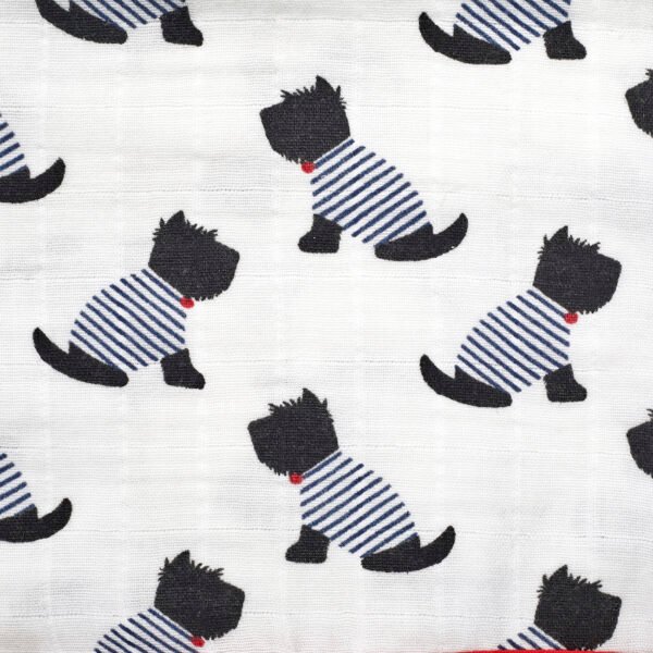 Unisex 100%Organic Cotton Dog printed muslin blanket for newborn baby- White - Image 3