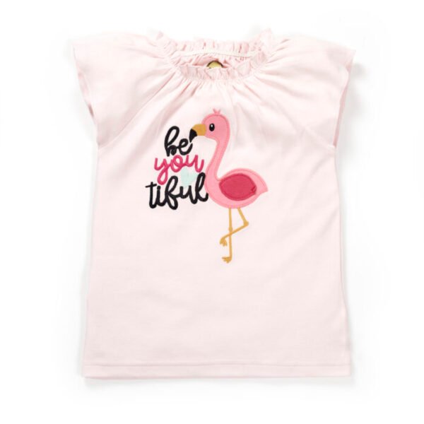 Girls Graphic Printed 100%Organic Cotton long Top With Leggings Set-Baby pink - Image 2