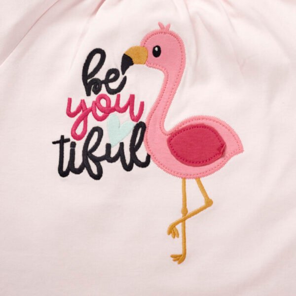 Girls Graphic Printed 100%Organic Cotton long Top With Leggings Set-Baby pink - Image 5