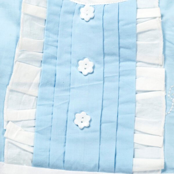 Girls Embroidered 100%Organic Cotton Sea embroiderd Girls Frock- Blue - Image 4