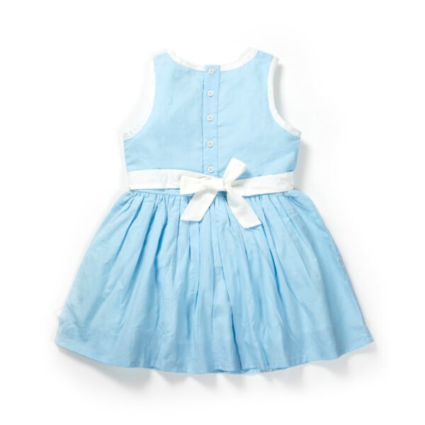 Girls Embroidered 100%Organic Cotton Sea embroiderd Girls Frock- Blue - Image 2