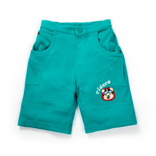 Boys Embroidered 100% Organic Cotton Shorts with little emb- Mint Green - Image 1