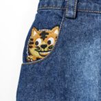 Boys Embroidered 100% Organic Cotton Denim Pant with Cargo Pocket-Blue - Image 2
