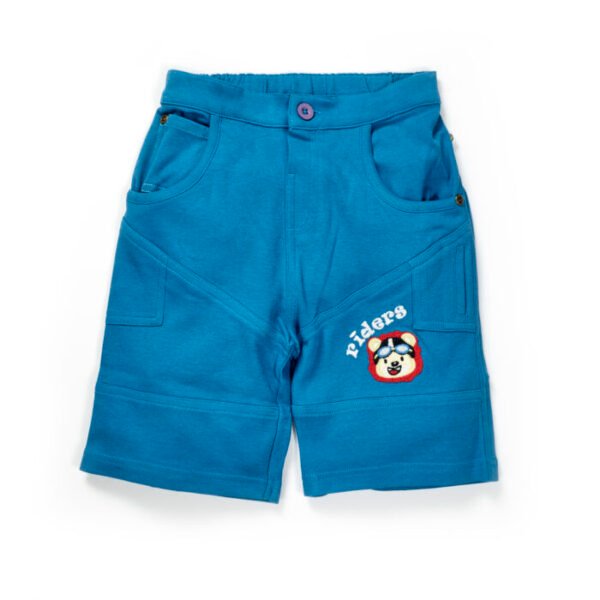 31_Aug_23_Pranava1701 Boys Embroidered 100% Organic Cotton Shorts with little emb-Teal - Image 1