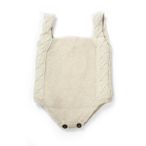Unisex Printed 100%Organic Cotton baby sweater bodysuits with embroidered pocket- Offwhite - Image 4