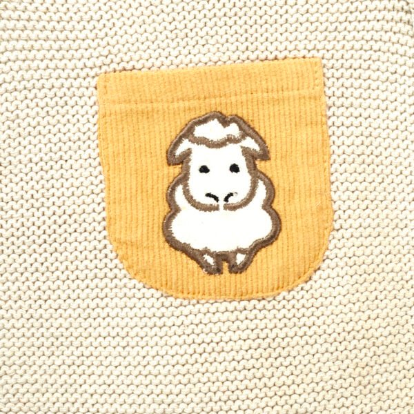 Unisex Printed 100%Organic Cotton baby sweater bodysuits with embroidered pocket- Offwhite - Image 2