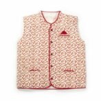 Boys Printed 100% Organic Cotton Geometrical Front Opening Cotton Jacket-Red Yellow