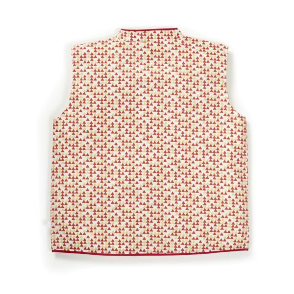 Boys Printed 100% Organic Cotton Geometrical Front Opening Cotton Jacket-Red Yellow - Image 4