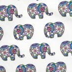 Boys Printed 100% Organic Cotton Ethnic Elephant design Collar Kurta and Pajama Set-White and Navy - Image 3