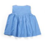 Girls Embroidered Printed 100% Organic Cotton Festive embroidered Top and Dhoti Style Bottoms-Blue and Pink - Image 5