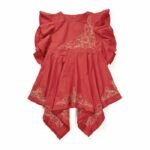 Girls Embroidered 100% Organic Cotton Summer Festive Frock Handkerchief Style-Red