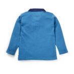 Boys Embroidered 100% Organic Cotton Collar T-shirt with Giraffe applique- Teal - Image 3