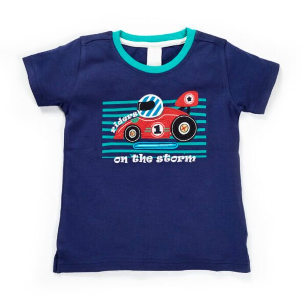 31_Aug_23_Pranava1877 Navy Racing Car graphics Tee for Boys - Image 1