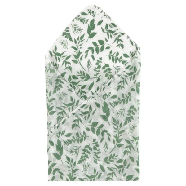 Pranava Unisex 100%Organic Cotton Leaf Printed Wrap - White - Image 1