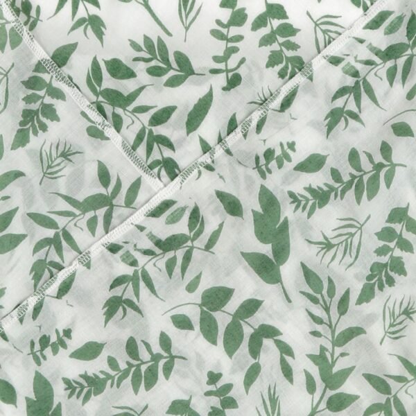 Pranava Unisex 100%Organic Cotton Leaf Printed Wrap - White - Image 2