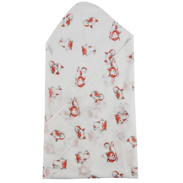 Unisex Printed 100% Organic Cotton Cat Soft Wrap - White - Image 1