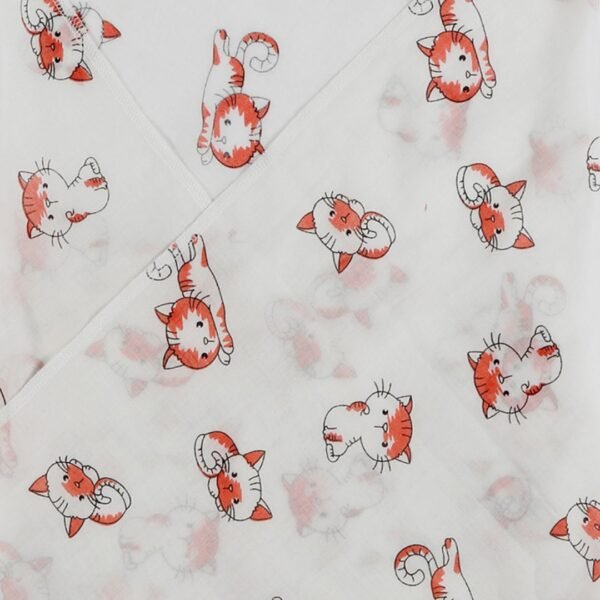 Unisex Printed 100% Organic Cotton Cat Soft Wrap - White - Image 2