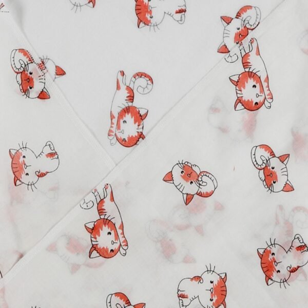 Unisex Printed 100% Organic Cotton Cat Soft Wrap - White - Image 3