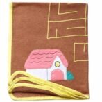 Unisex Embroidered 100% Organic Cotton warm Baby Blanket with Puzzle on it-Brown