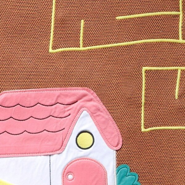 Unisex  Embroidered 100% Organic Cotton warm Baby Blanket with Puzzle on it-Brown - Image 3