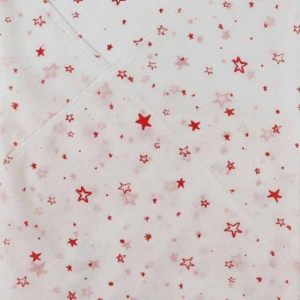 Unisex Printed 100%Organic Cotton Red Star Wrap- White - Image 2