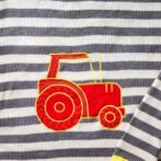 Unisex  100%Organic Cotton stripes Tractor Embroidered warm Baby Blanket-Grey and White - Image 2