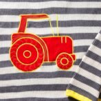 Unisex  100%Organic Cotton stripes Tractor Embroidered warm Baby Blanket-Grey and White - Image 3
