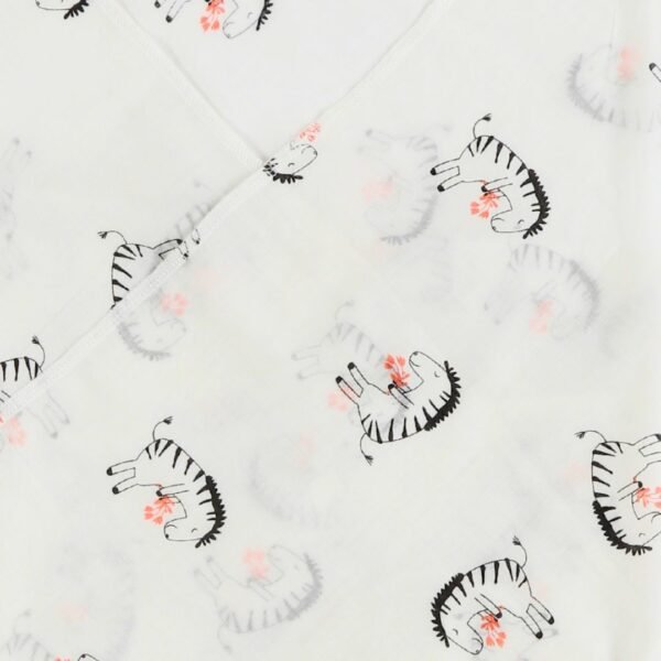 Unisex Printed 100%Organic Cotton Zebra Wrap - White and Black - Image 2
