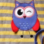 Unisex  Embroidered 100%Organic Cotton stripes Owl Graphic warm Baby Blanket-Grey and Yellow - Image 2