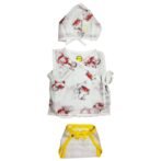 Unisex Cat Printed 100%Organic Cotton Newborn Essentials Zabla (????) Set Pack of 3-White