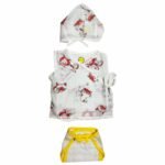 Unisex Cat Printed 100%Organic Cotton Newborn Essentials Zabla (????) Set Pack of 3-White