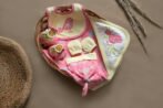 Unisex Printed 100%Organic Cotton Newborn baby Gift Set with Bird print Pack of 5-Pink and yellow