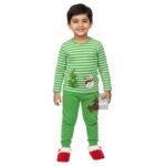 Pranava 100% Organic Unisex Green set of Snowman tee and Raindeer emb Pant.